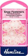 HEMLINE HANGSELL - Sew-On Snap Fastenerseners, 15mm (6 Sets) - white