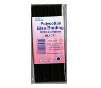 Polycotton Bias Binding - Black 12mm X 5m