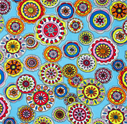 French Terry Jersey Fabric - Druck 160cm - Blue Mandalas