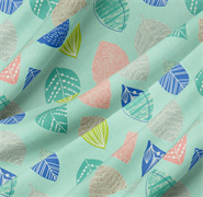 Nature - 100% Cotton - Leaves Cyan