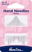 HEMLINE HANGSELL - Hand Needle - Sharp 20 Pack - size 5-10