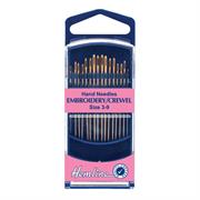 HEMLINE HANGSELL - Hand Needle - Embroidery Crewel 16 Pack - size 3-9 - gold eye