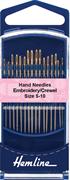 HEMLINE HANGSELL - Hand Needle - Embroidery Crewel 16 Pack - size 5-10 - gold eye