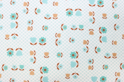 Riley Blake Printed Cotton - Retro Flowers Teal 112cm