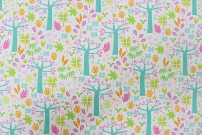 Riley Blake Printed Cotton - Colourful Forest White 112cm