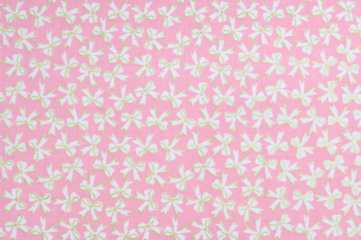 Riley Blake Printed Cotton - Bouncing Bows Pink 112cm