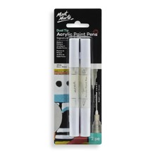 Mont Marte - Acrylic Paint Pens Dual Tip White 2pc