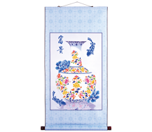 Diamond Dotz Premium Scroll - Oriental Blessing Prosperity - 48.5cm x 97cm - colourful vase