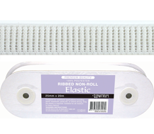 Elastic Ribbed Non-Roll - 12mm White
