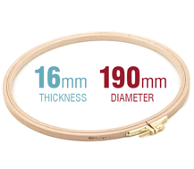 Embroidery Hoop - Wooden Screwed 16mm beechwood 7.5"/190mm