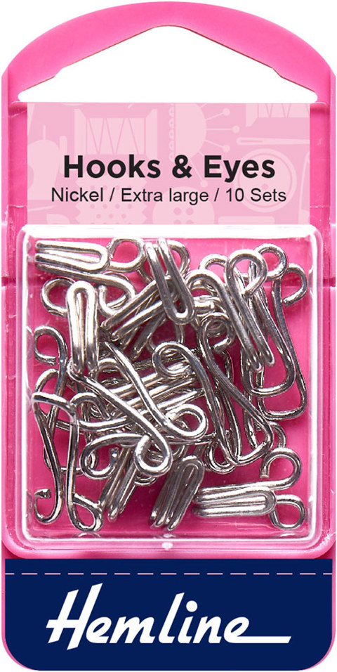 HEMLINE HANGSELL - Hook And Eye, Size 9 - Nickel 