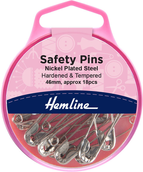 HEMLINE HANGSELL - Nickel Safety Pins, 46mm (18 pcs)