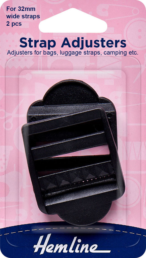 HEMLINE HANGSELL - Strap Adjusters, 32mm (2pcs) - black