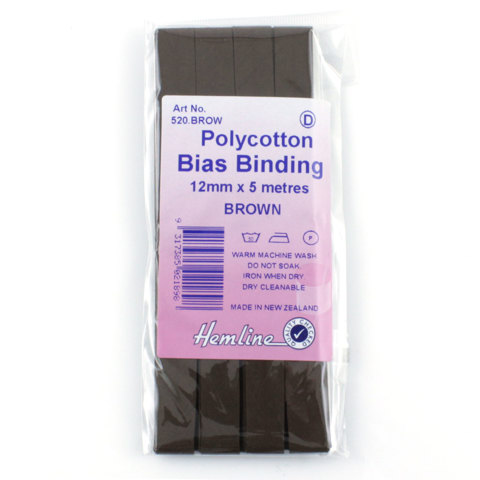 HEMLINE HANGSELL - Bias Binding 12mm x 5m - brown