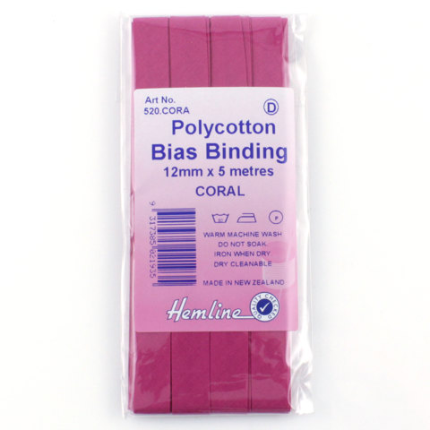 HEMLINE HANGSELL - Bias Binding 12mm x 5m - coral