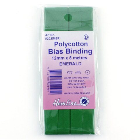 HEMLINE HANGSELL - Bias Binding 12mm x 5m - emerald