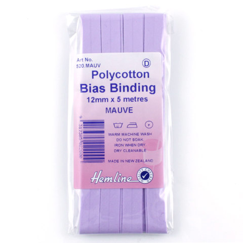 HEMLINE HANGSELL - Bias Binding 12mm x 5m - mauve