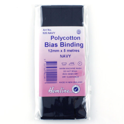 HEMLINE HANGSELL - Bias Binding 12mm x 5m - navy