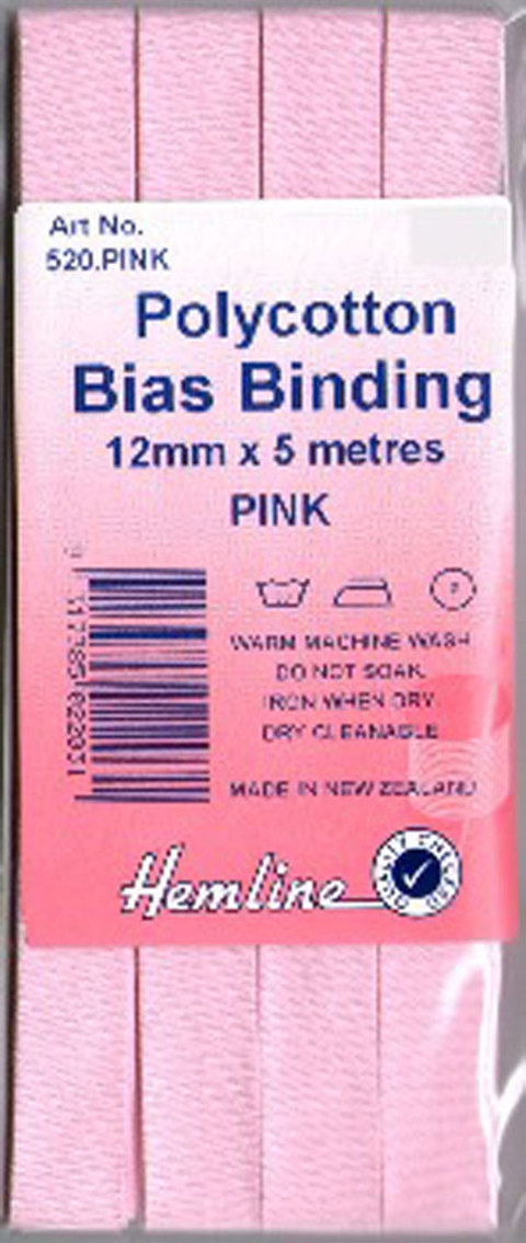 HEMLINE HANGSELL - Bias Binding 12mm x 5m - pink