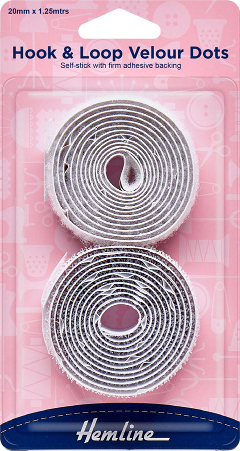 HEMLINE HANGSELL - Self Adhesive Hook and Loop Tape - white