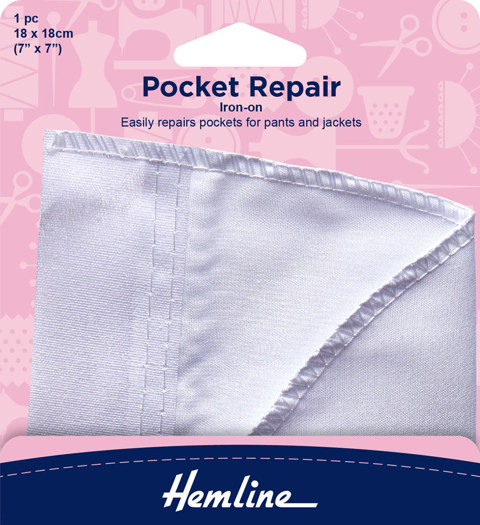 HEMLINE HANGSELL - Iron on Pocket Repair - white