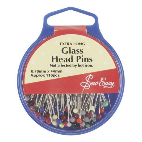Glass head pins  - Extra long 0.7 x 44mm approx - 110pcs