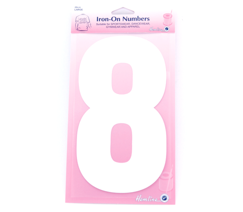 Iron on Number LARGE 20cm - White 8