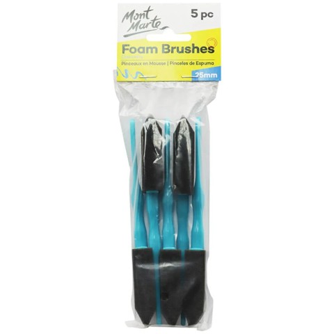 Mont Marte - Foam Hobby Brush 25mm 5pc Poly Bag