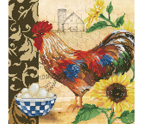 DIAMOND DOTZ - Country Rooster - 49 x 49cm (19.3  x 19.3 )