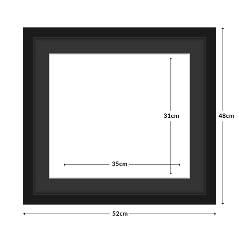 Diamond Dotz Frame With Mat 35X31Cm Aperture - timber frame 52 x 48cm black