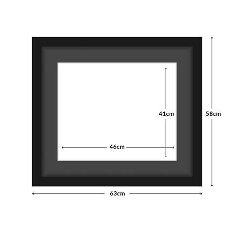 Diamond Dotz Frame With Design Aperture Size 47 x 42 cm, Mat 46X41Cm Aperture - timber frame 53 x 58cm black