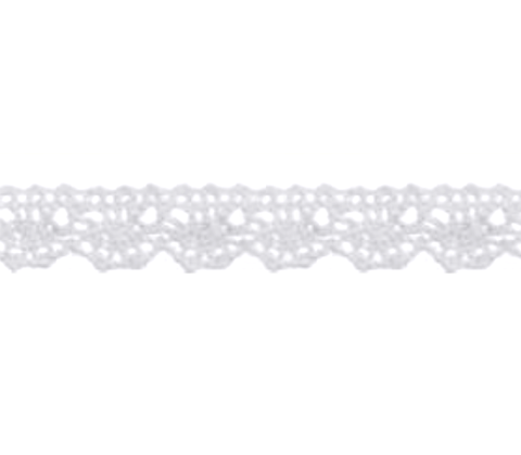 Bowtique Cotton Lace Ribbon 10mm x 5m White