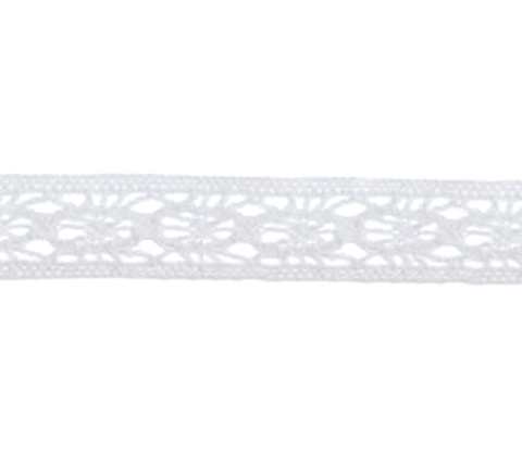 Bowtique Cotton Lace Ribbon 12mm x 5m White